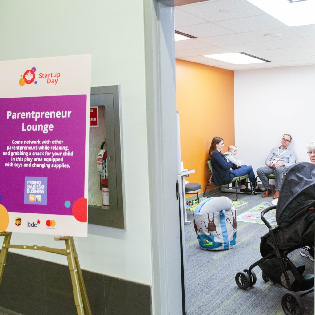 Amy Lynch designing a parent-friendly space at Startup Canada's Conference for entrepreneurs